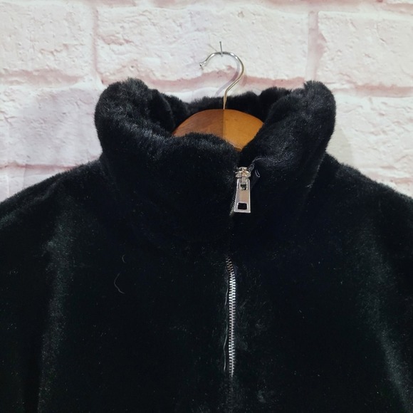 Zara Black Faux Fur Mock Neck Cropped Heavy Winter Jacket - Picture 2 of 13